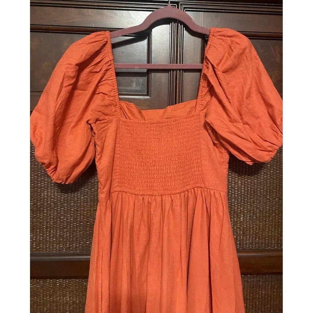 Abercrombie & Fitch Milkmade Maxi Smocked Linen Cotton Blend Dress‎ MP Farmhouse